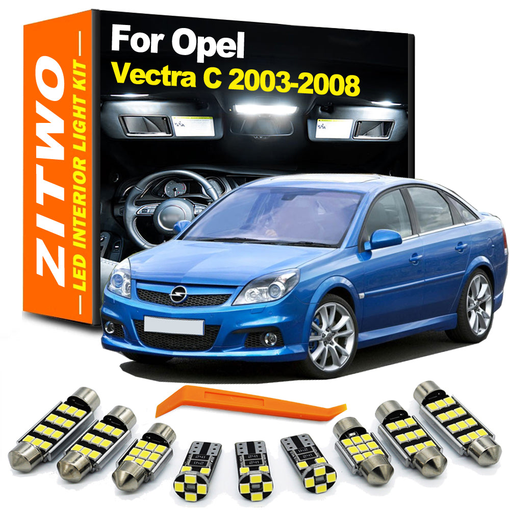 AutoGlowLED 14Pcs LED Interior Light Kit for Opel Vauxhall Vectra C 2003-2009