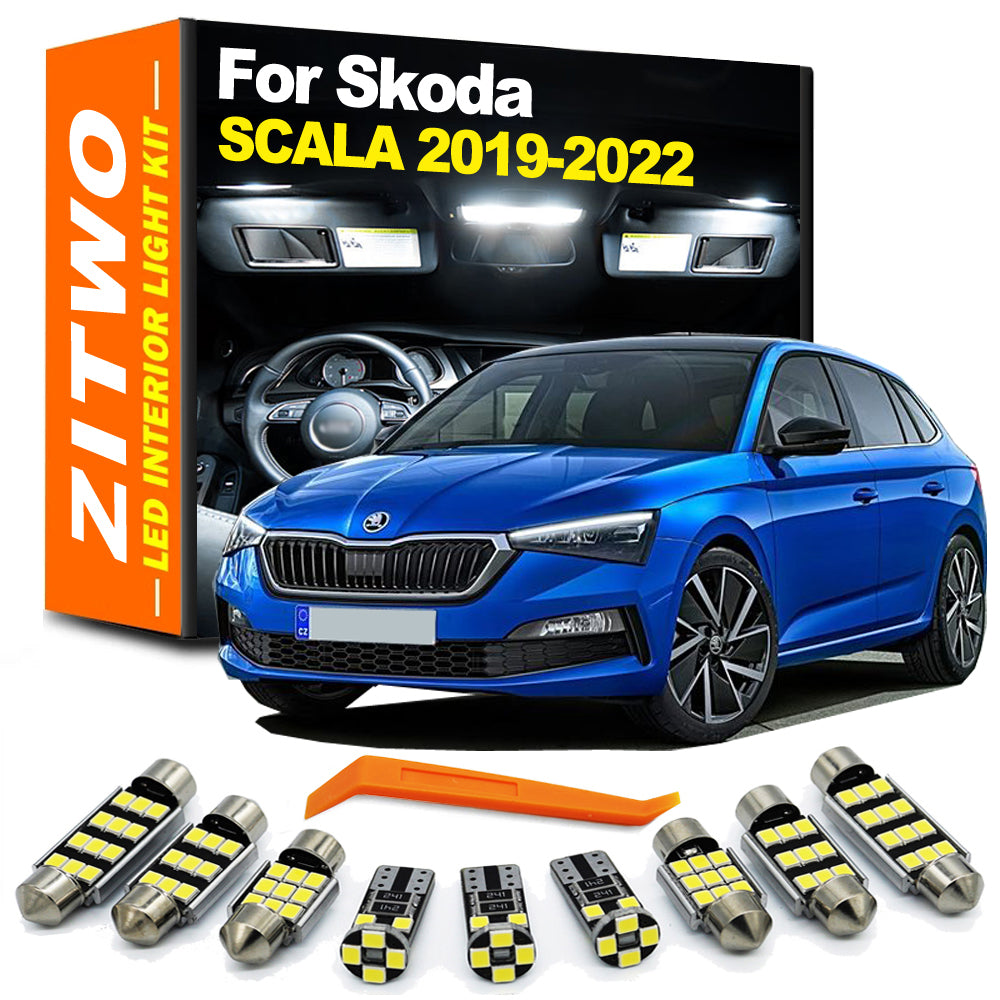 AutoGlowLED 11Pcs Canbus LED Interior Light Kit for Skoda Scala 2019-2022