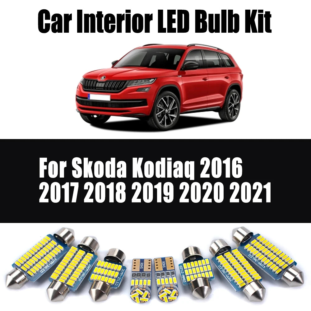 AutoGlowLED 11Pcs Canbus LED Interior Light Kit for Skoda Kodiaq 2016-2021
