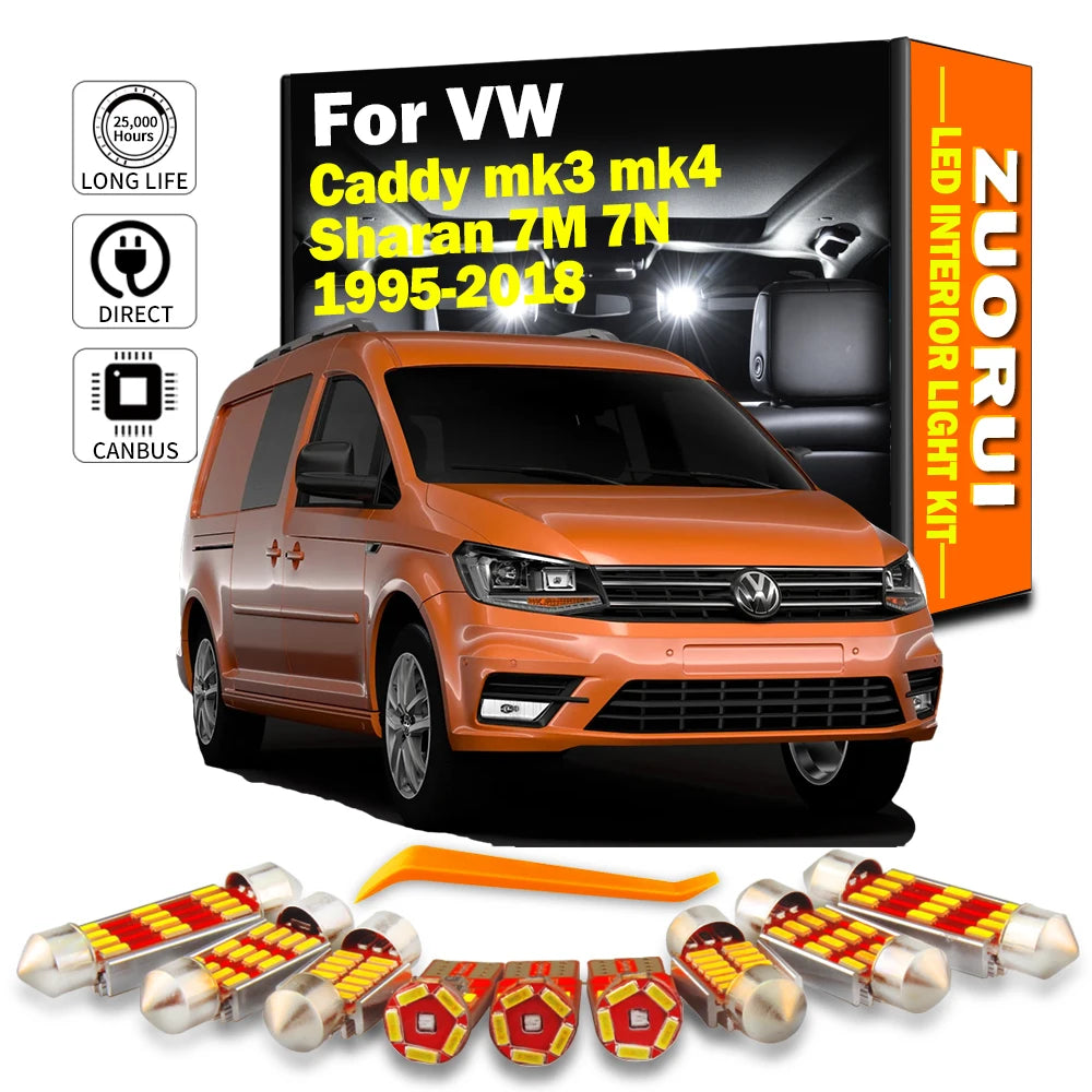 AutoGlowLED Canbus LED Interior Light Kit for VW Caddy MK3 MK4 Sharan 7M 7N