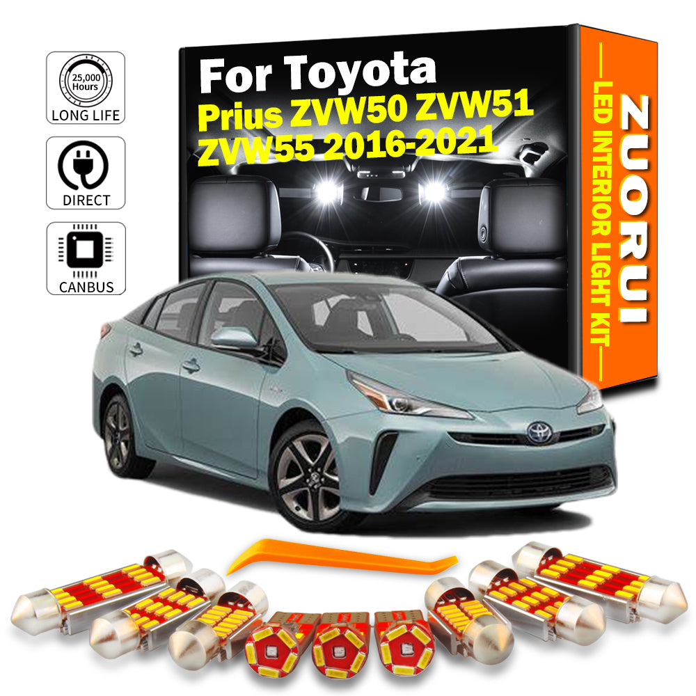 AutoGlowLED 12Pcs Canbus LED Interior Light Kit for Toyota Prius 2016-2021