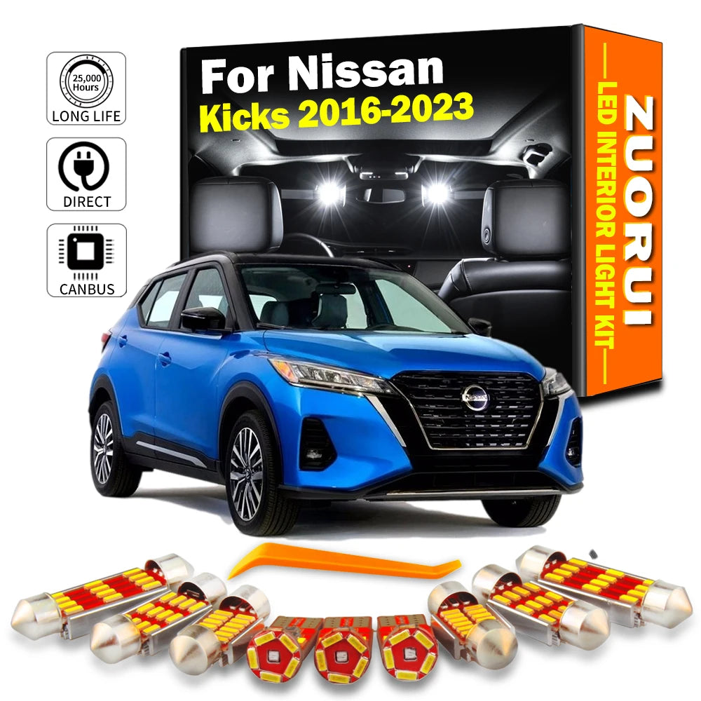 AutoGlowLED 11Pcs Canbus LED Interior Light Kit for Nissan Kicks 2016-2023