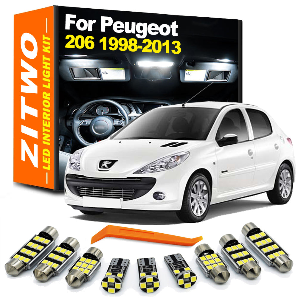 AutoGlowLED 8Pcs LED Interior Light Kit for Peugeot 206 1998-2013