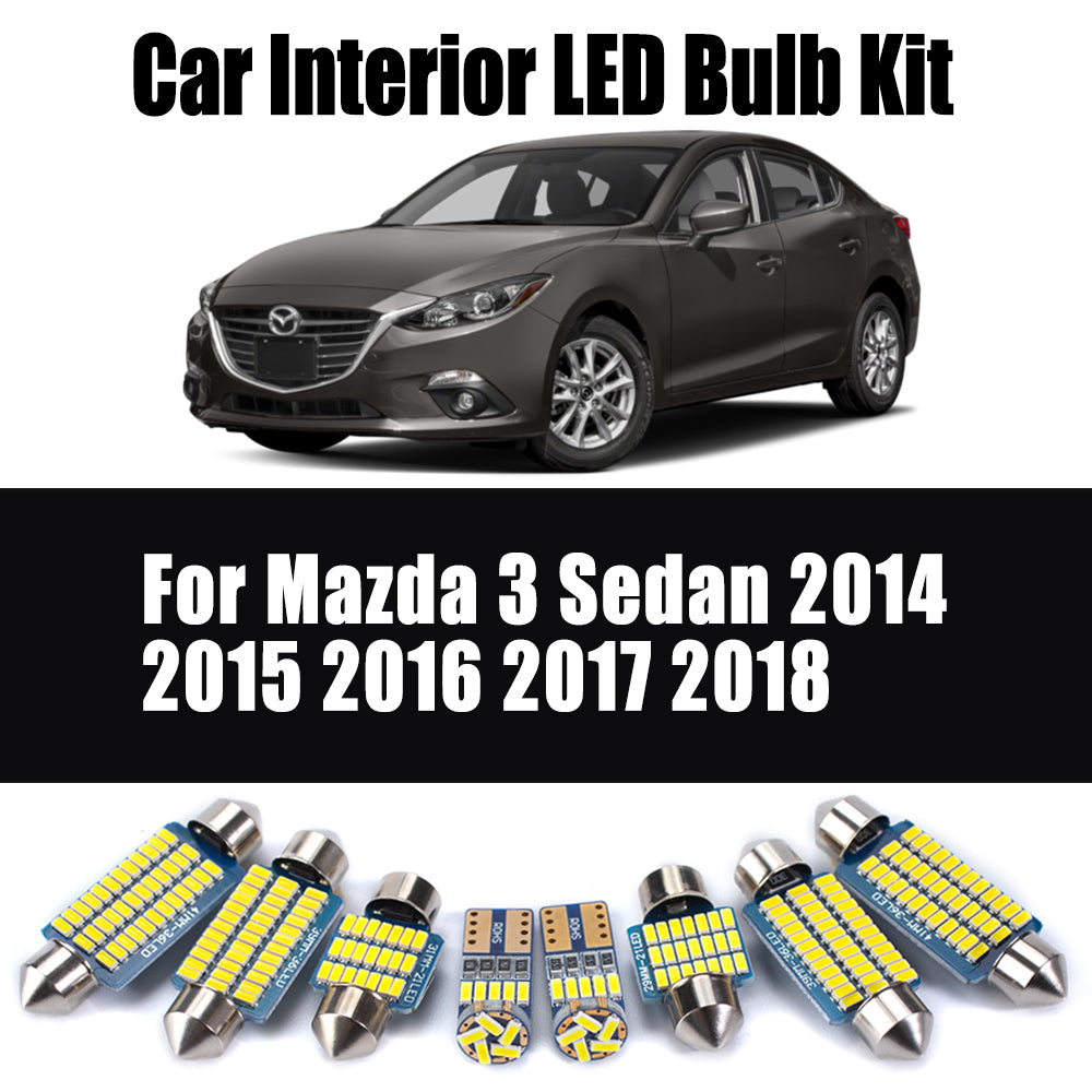AutoGlowLED Interior LED Light Kit for Mazda 3 Sedan 2014-2018, 8Pcs Canbus