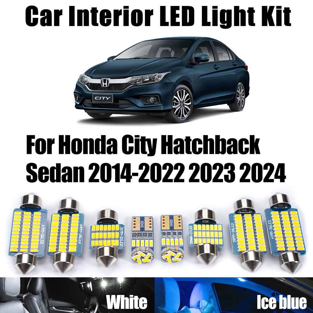 AutoGlowLED 8Pcs Canbus LED Interior Light Kit for Honda City 2014-2024