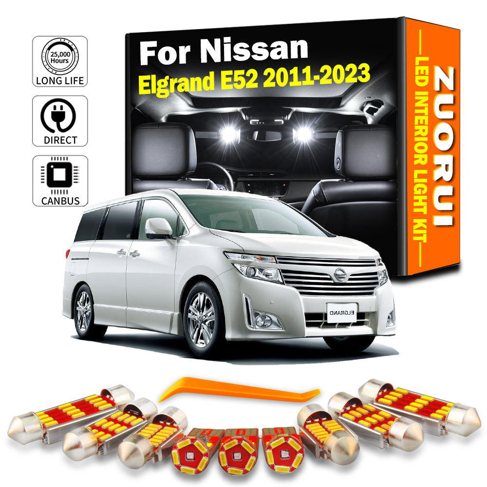AutoGlowLED 15Pc LED Interior Light Kit for Nissan Elgrand E52 2011-2023