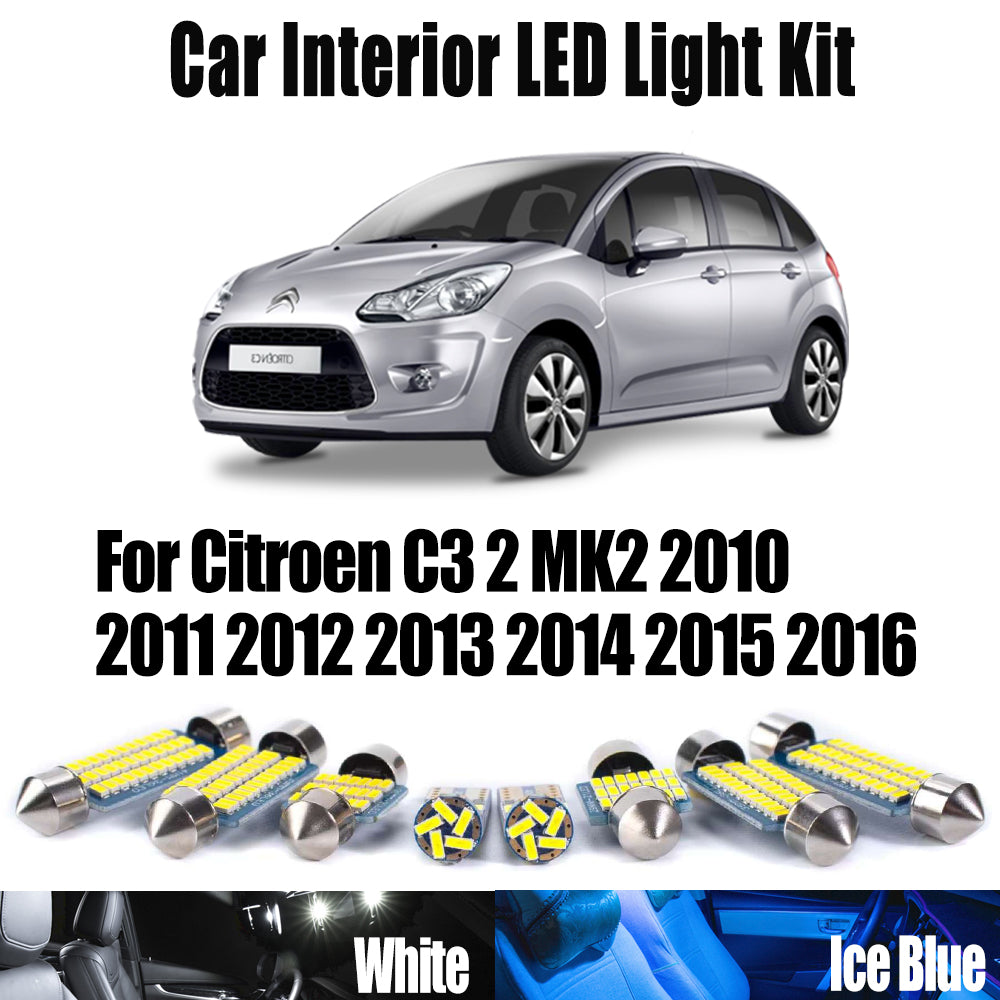 AutoGlowLED 11Pcs Canbus LED Interior Light Kit for Citroen C3 2 MK2 2010-2016
