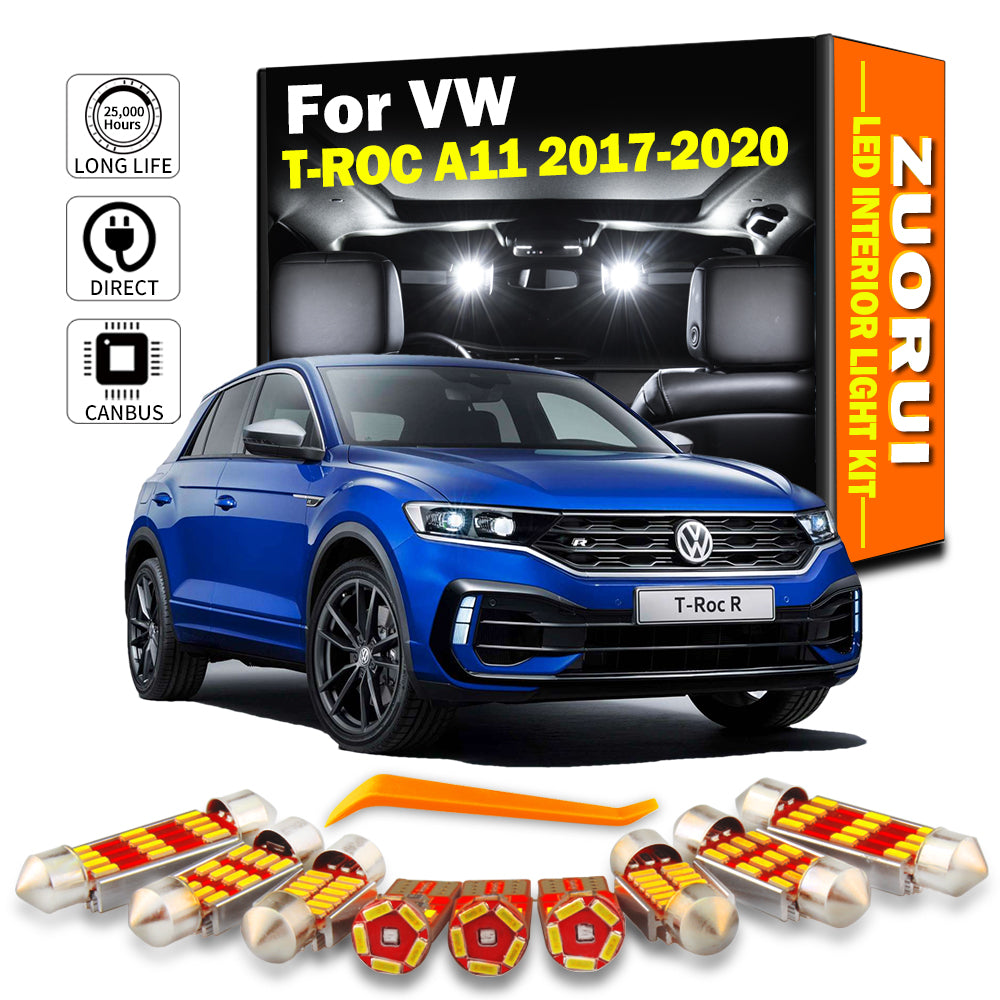 AutoGlowLED 16Pc Canbus LED Interior Trunk Light Kit for VW T-ROC A11 2017-2020