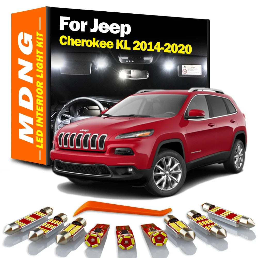 AutoGlowLED 15Pcs Canbus LED Interior Light Kit for Jeep Cherokee KL 2014-2020