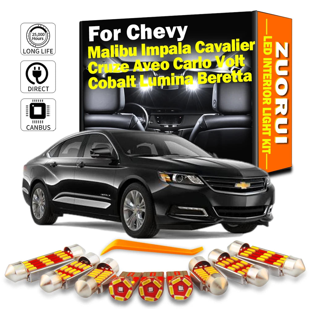 AutoGlowLED Canbus LED Interior Light Kit for Chevrolet Malibu Impala Cruze