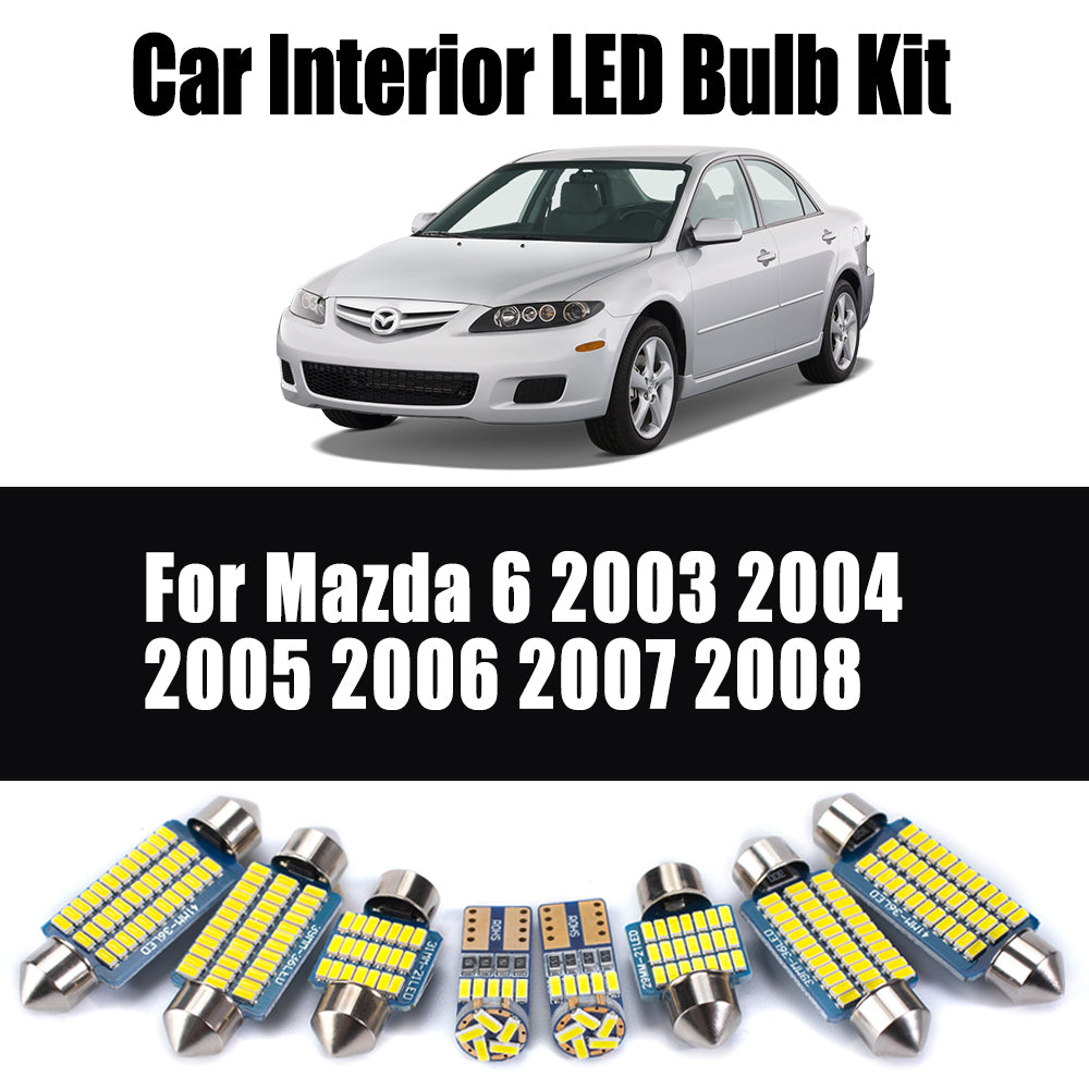 AutoGlowLED 12Pc Canbus LED Interior Light Kit for Mazda 6 2003-2008
