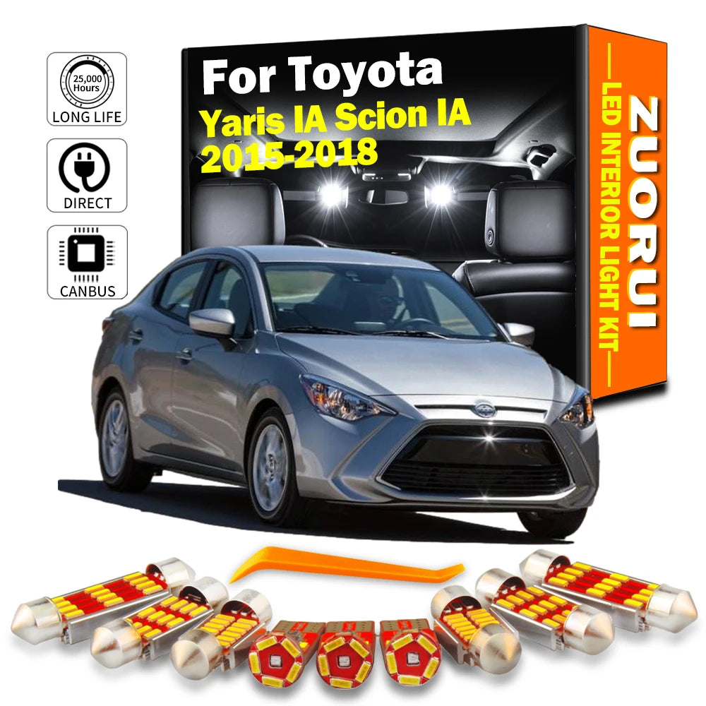AutoGlowLED 7Pcs Canbus LED Interior Light Kit for Toyota Yaris IA Scion IA 2015-2018