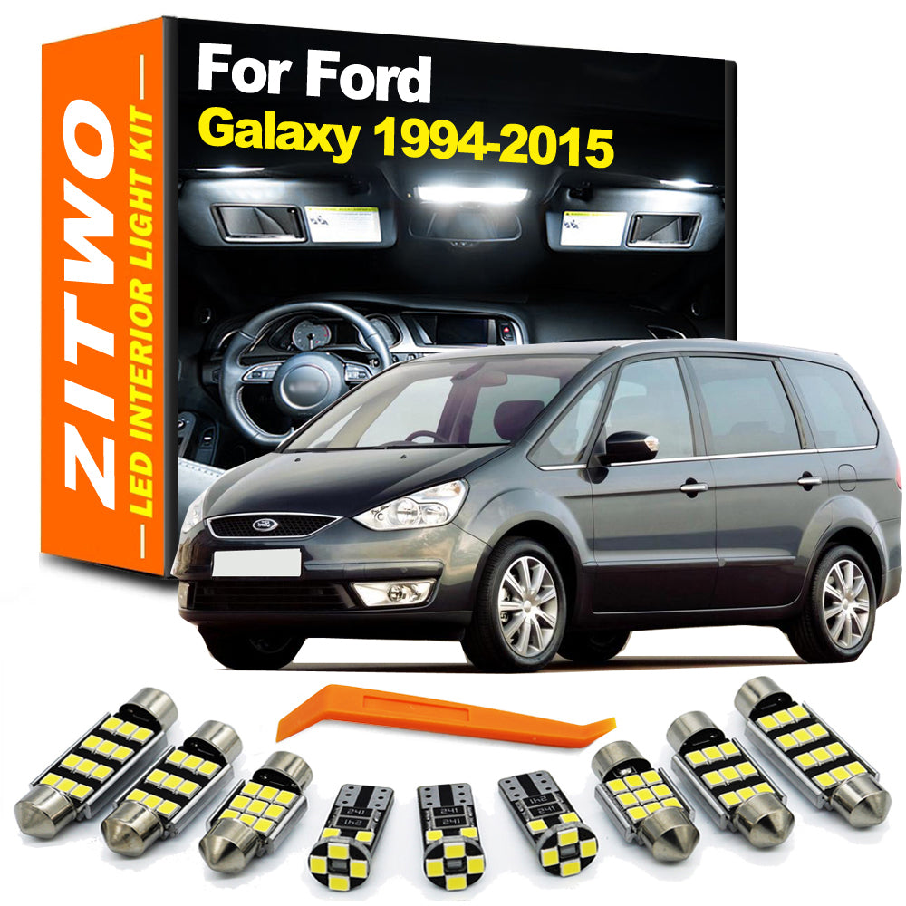 AutoGlowLED Canbus LED Interior Light Kit for Ford Galaxy 1994-2015 Dome Map Trunk Bulbs