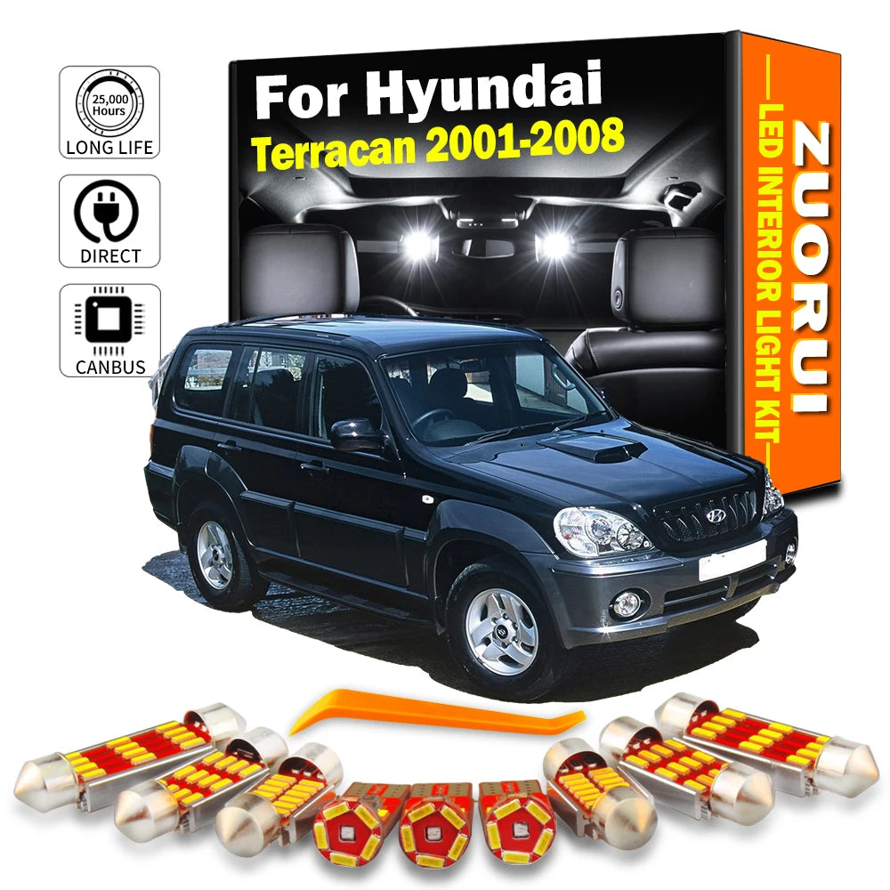 AutoGlowLED 12Pcs Canbus LED Interior Light Kit for Hyundai Terracan 2001-2008