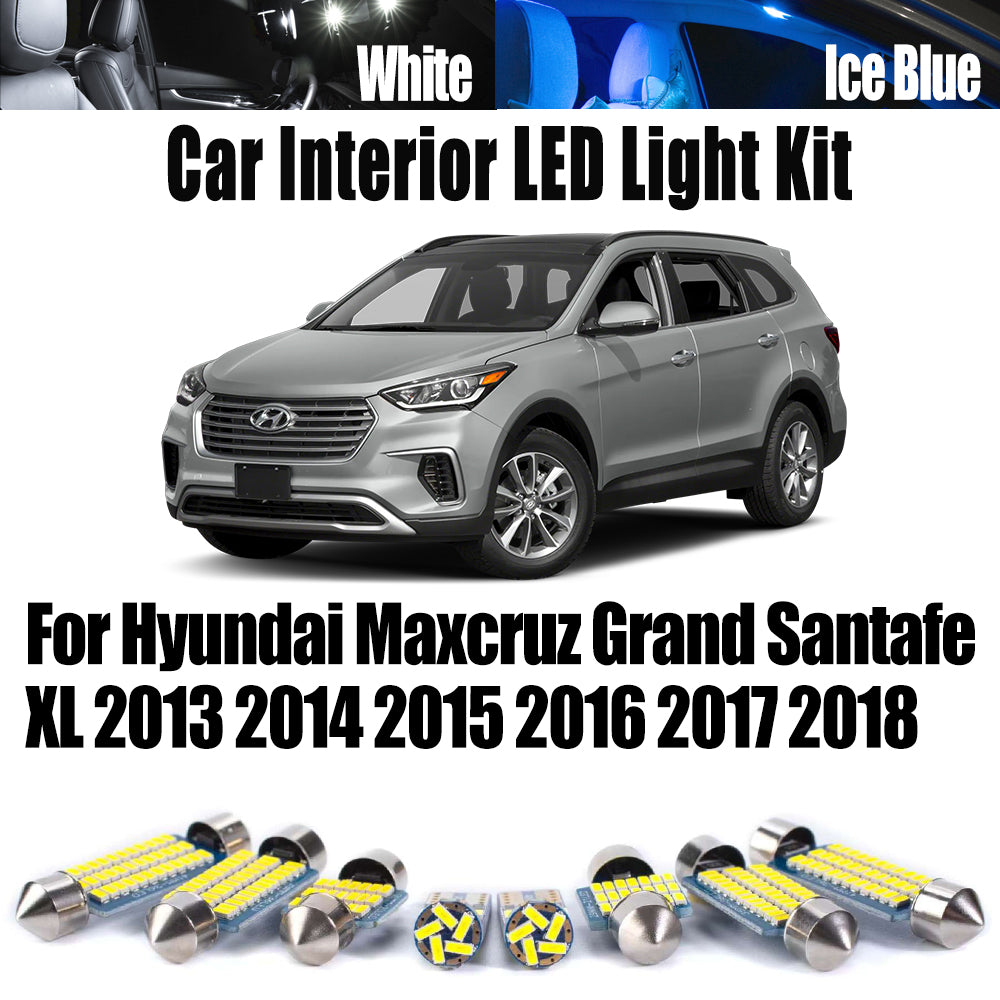 AutoGlowLED 12Pc Canbus LED Interior Light Kit for Hyundai Maxcruz Grand Santafe XL 2013-2018
