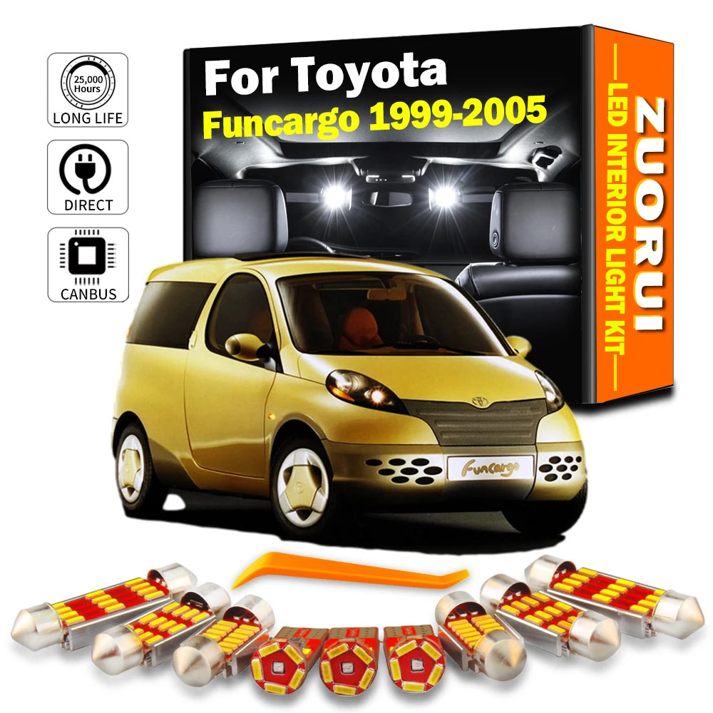 AutoGlowLED 9Pc Canbus LED Interior Light Kit for Toyota Funcargo 1999-2005