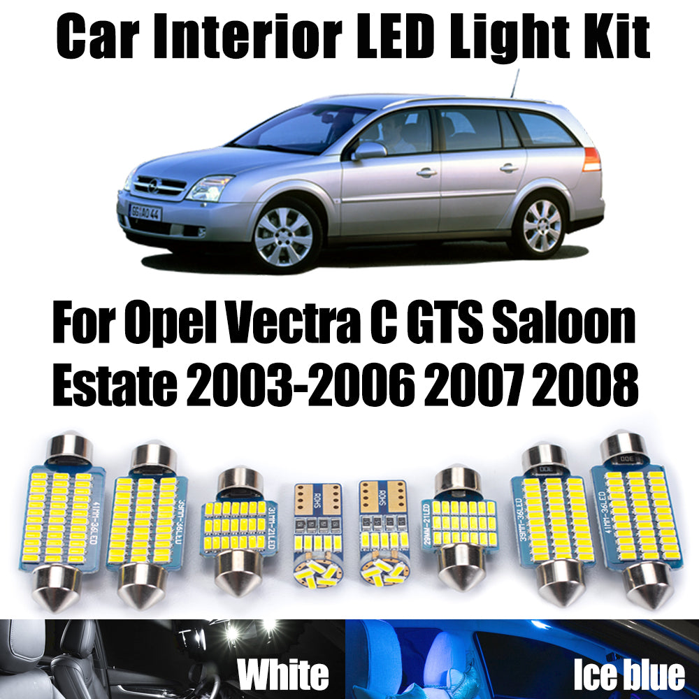 AutoGlowLED 10Pc Canbus LED Interior Light Kit for Opel Vectra C 2003-2008