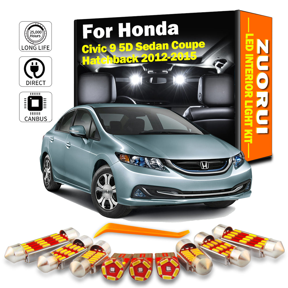 AutoGlowLED Canbus LED Interior Light Kit for Honda Civic 2012-2015