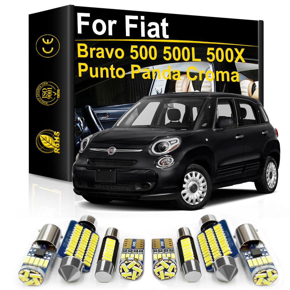 AutoGlowLED Car LED Interior Light Kit for Fiat Bravo 500 500L 500X Punto Stilo Panda Croma Tipo Qubo Fiorino Freemont Multipla