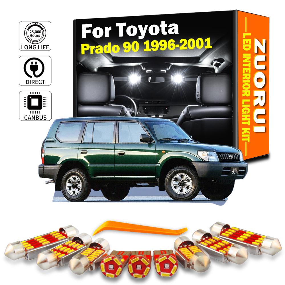 AutoGlowLED 12Pc LED Interior Light Kit for Toyota Prado 90 LC90 1996-2001