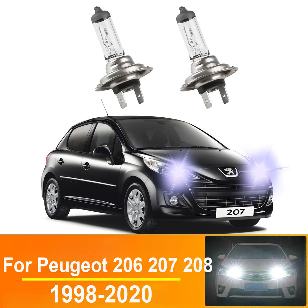 AutoGlowLED H7 Halogen Headlight Bulbs for Peugeot 206 207 208