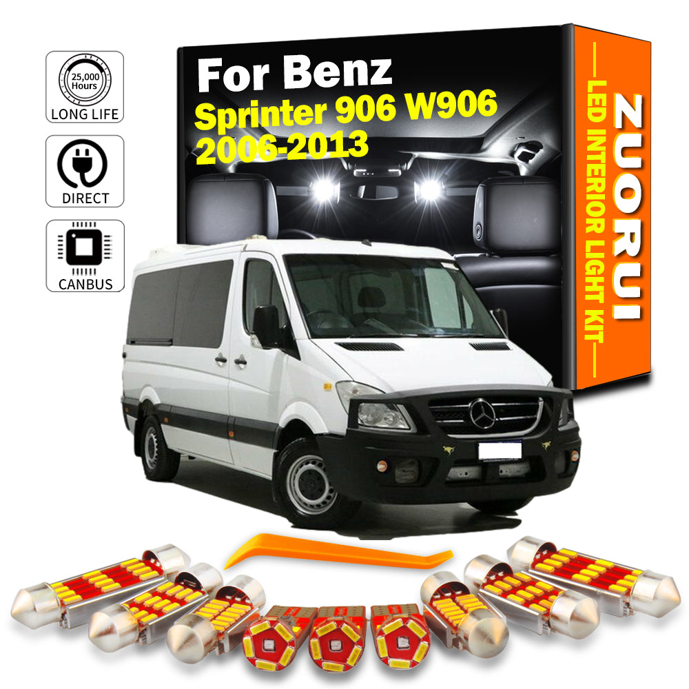 AutoGlowLED 12Pc Canbus LED Interior Light Kit for Mercedes Sprinter 906 W906