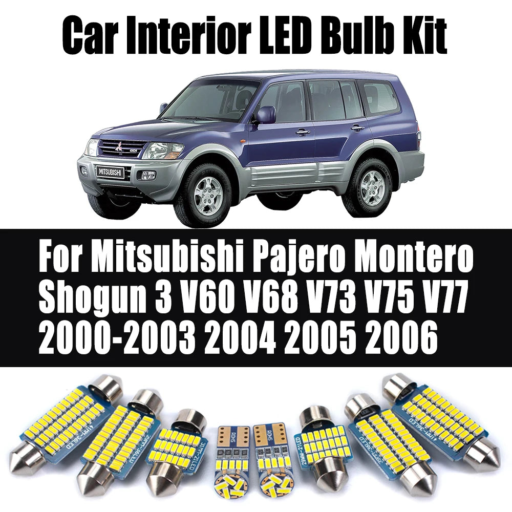 AutoGlowLED 17Pcs LED Interior Light Kit for Mitsubishi Pajero Montero Shogun 3 V60 V68 V73 V75 V77 2000-2006