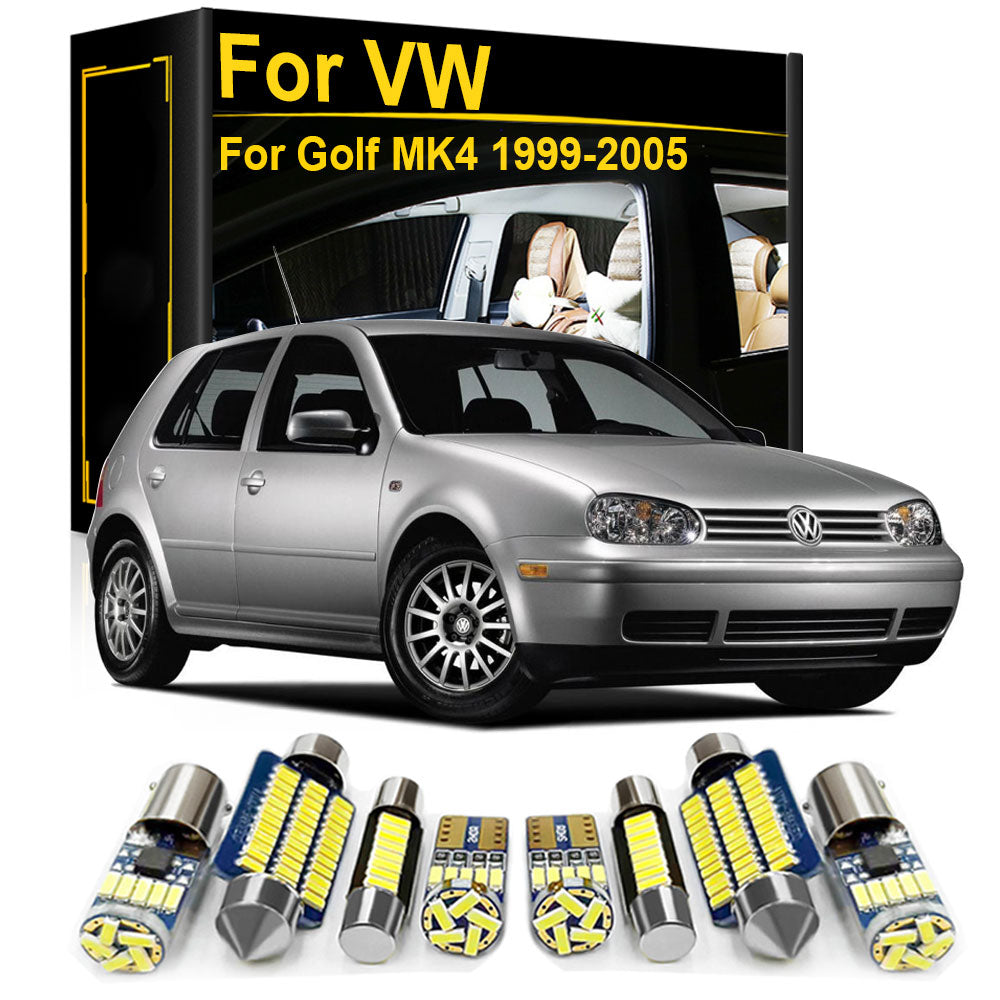 AutoGlowLED 13Pc LED Interior Light Kit for VW Golf 4 MK4 1999-2005 Dome Reading Lamp