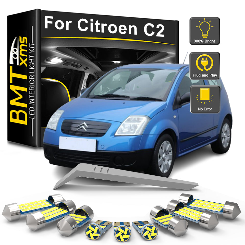 AutoGlowLED 8Pc LED Interior Light Kit for Citroen C2 Hatchback JM