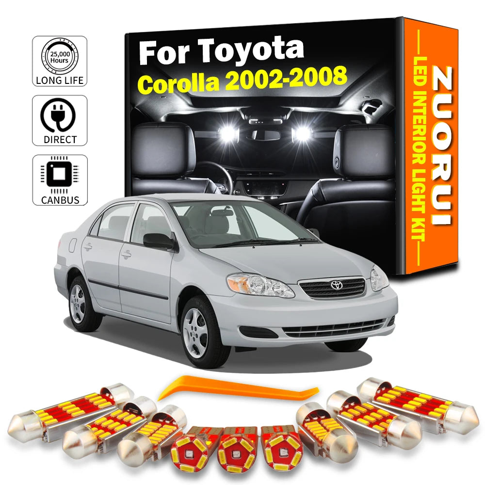 AutoGlowLED 10Pc LED Interior Light Kit for Toyota Corolla 2002-2008