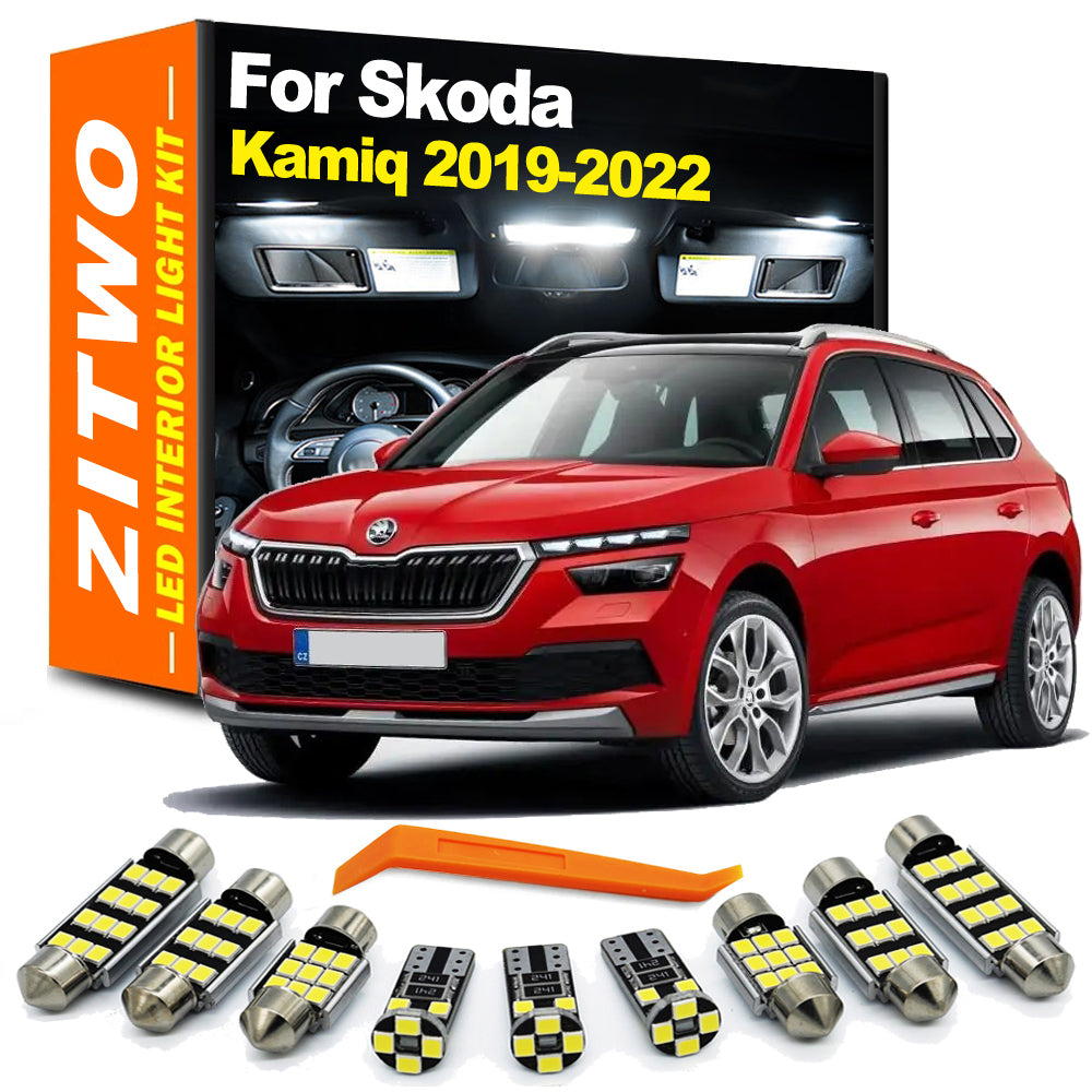 AutoGlowLED 9-Piece Canbus LED Interior Light Kit for Skoda Kamiq 2019-2022