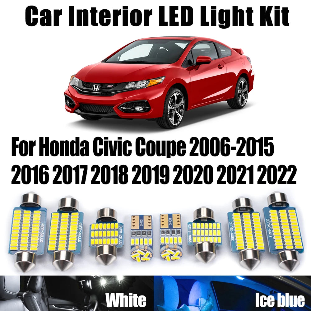 AutoGlowLED Canbus LED Interior Light Kit for Honda Civic Coupe 2006-2022