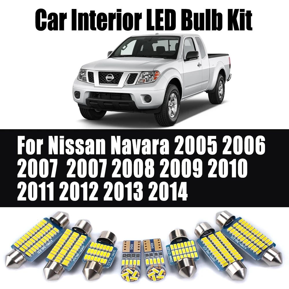 AutoGlowLED LED Interior Light Kit for Nissan Navara 2005-2014 Canbus Error Free 9Pcs