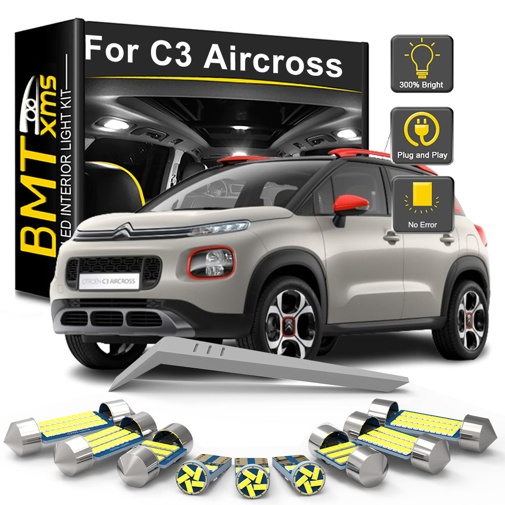 AutoGlowLED 8Pcs Canbus LED Interior Light Kit for Citroen C3 Aircross 2017-2022