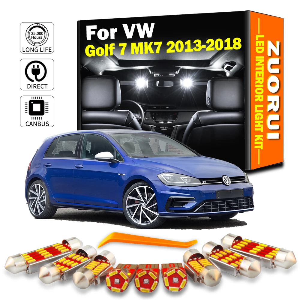 AutoGlowLED 12Pc Canbus LED Interior Light Kit for VW Golf 7 MK7 2013-2018