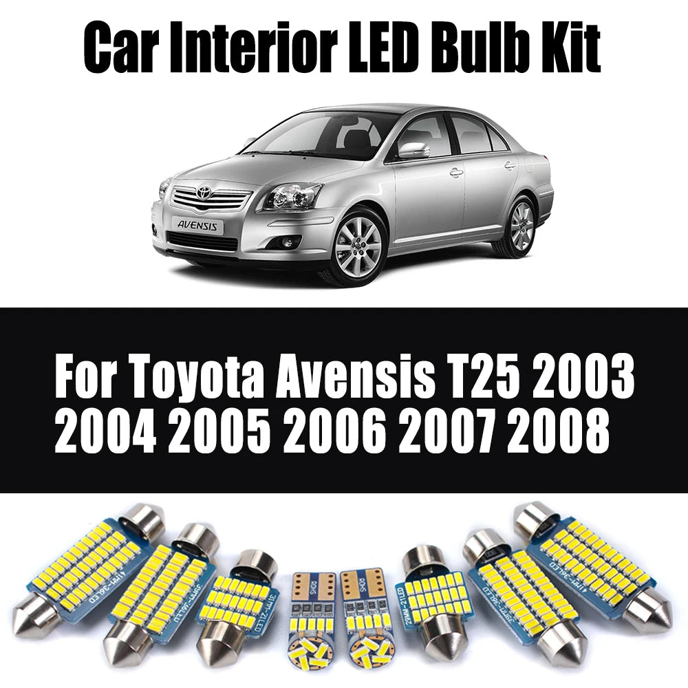AutoGlowLED 17Pcs LED Interior Light Kit for Toyota Avensis T25 2003-2008 Canbus