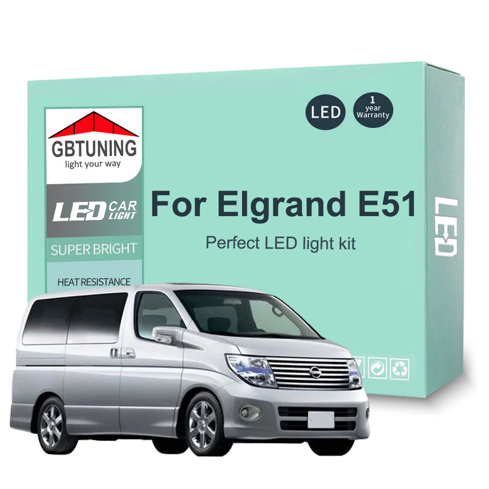 AutoGlowLED 15Pc Canbus LED Interior Light Kit for Nissan Elgrand E51 2003-2010