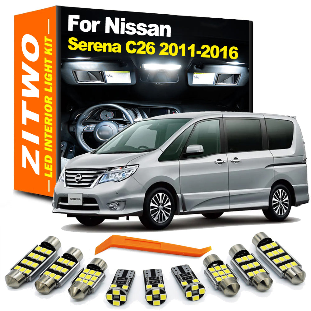 AutoGlowLED 12Pcs LED Interior Light Kit for Nissan Serena C26 2011-2016