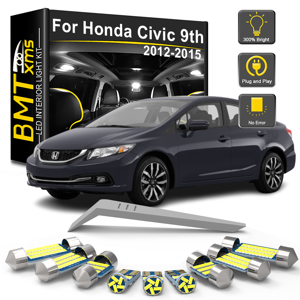 AutoGlowLED 11Pc LED Interior Light Kit for Honda Civic 9th Gen 2012-2015 Canbus