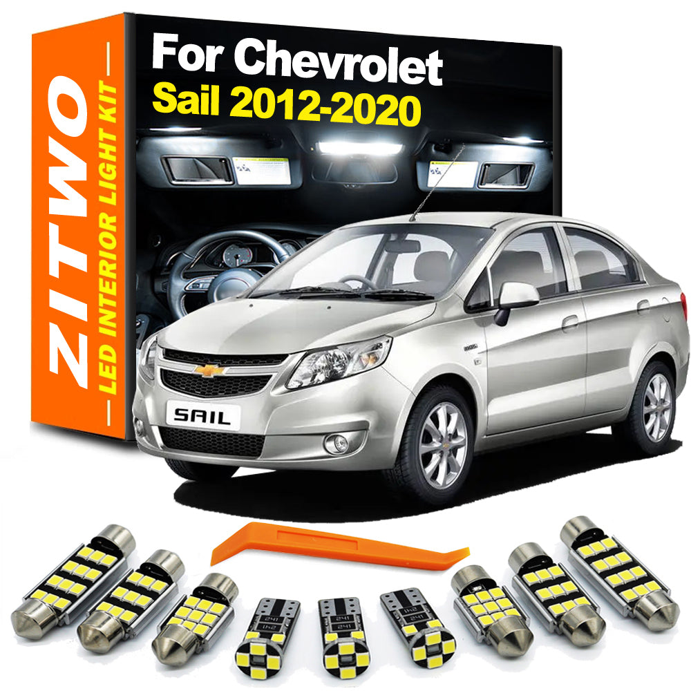 AutoGlowLED LED Interior Light Kit for Chevrolet Sail 2012-2020, 6Pcs Dome/Reading/Trunk/License