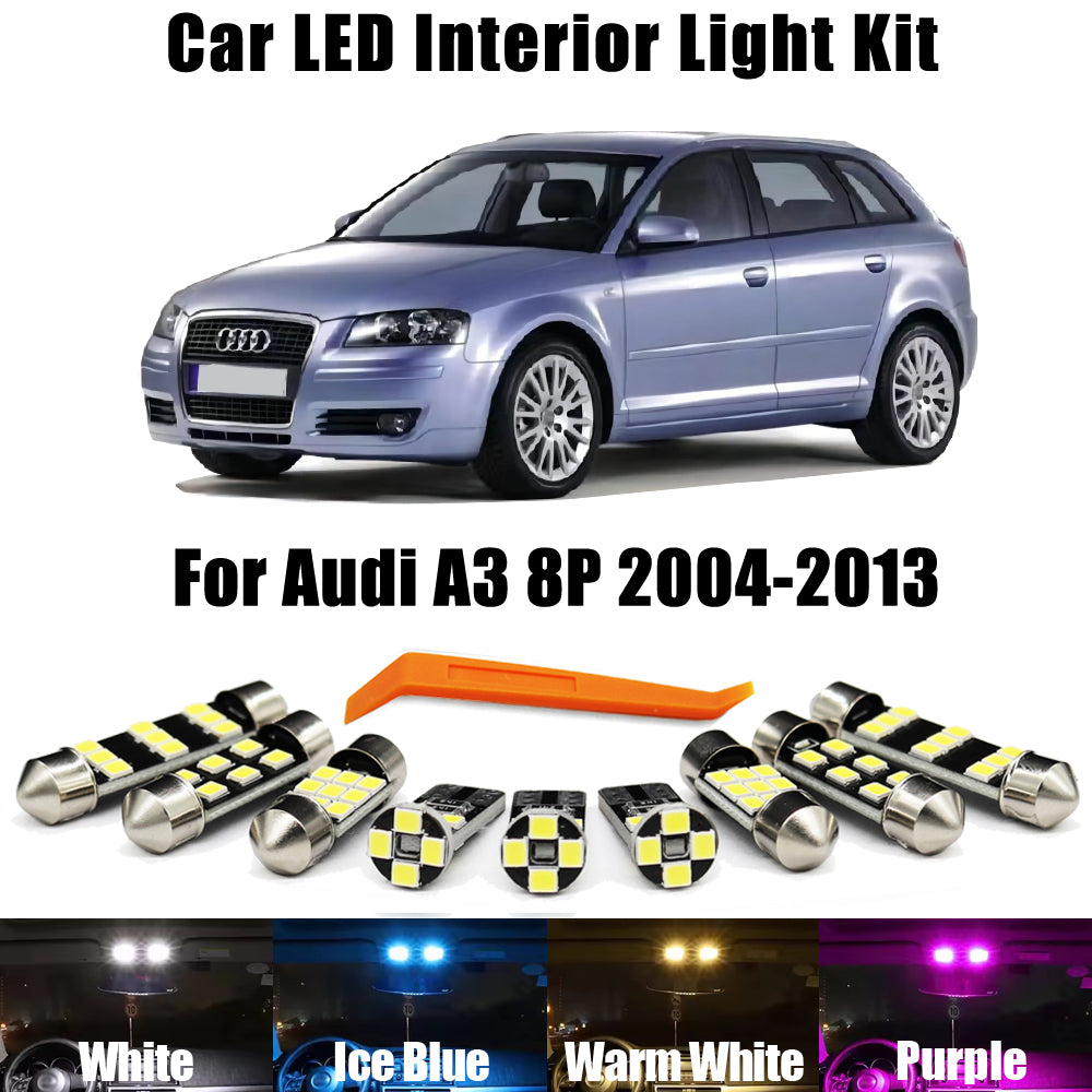 AutoGlowLED 12Pcs LED Interior Light Kit for Audi A3 S3 RS3 8P 2004-2013