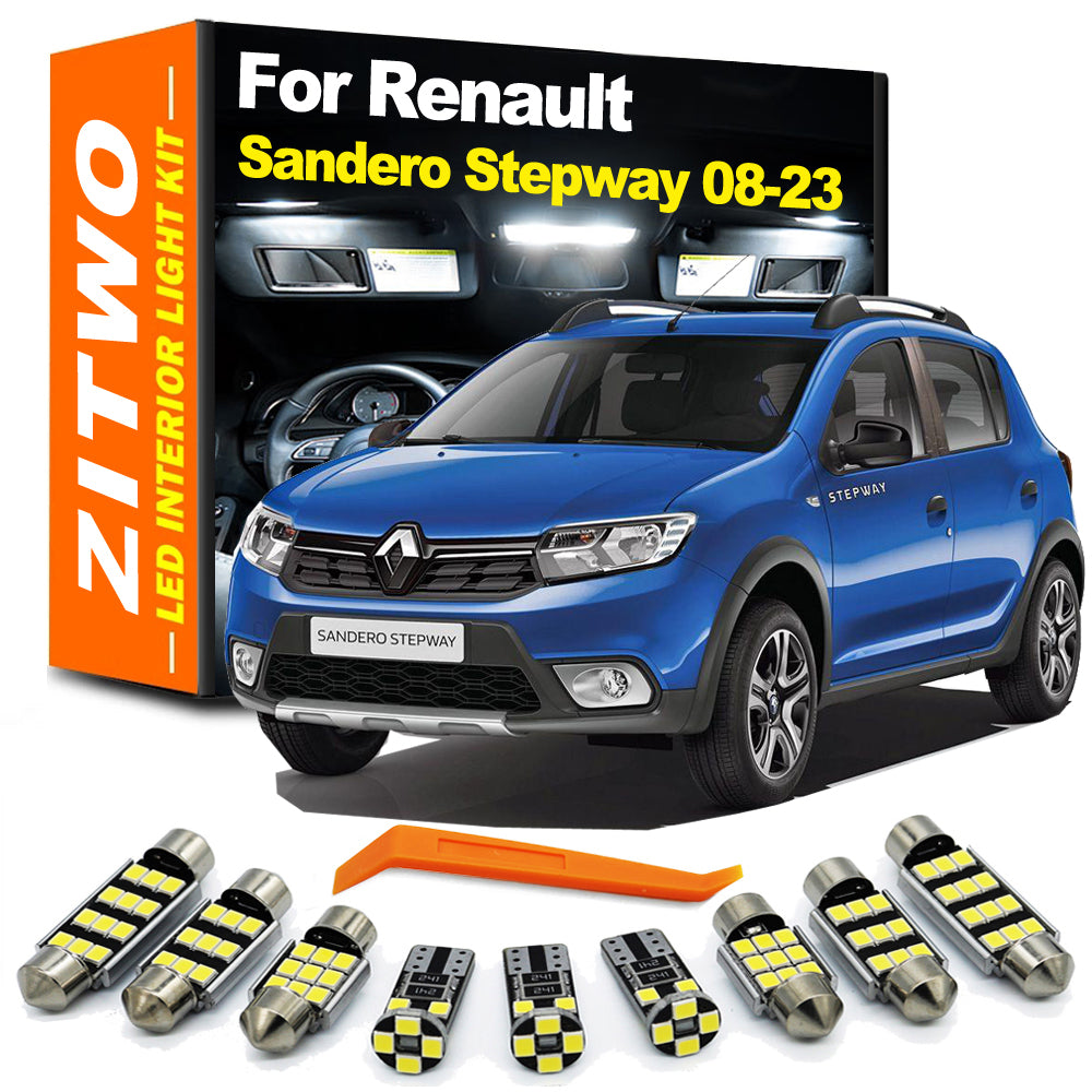AutoGlowLED 9Pcs Canbus LED Interior Light Kit for Renault Sandero Stepway 2008-2023