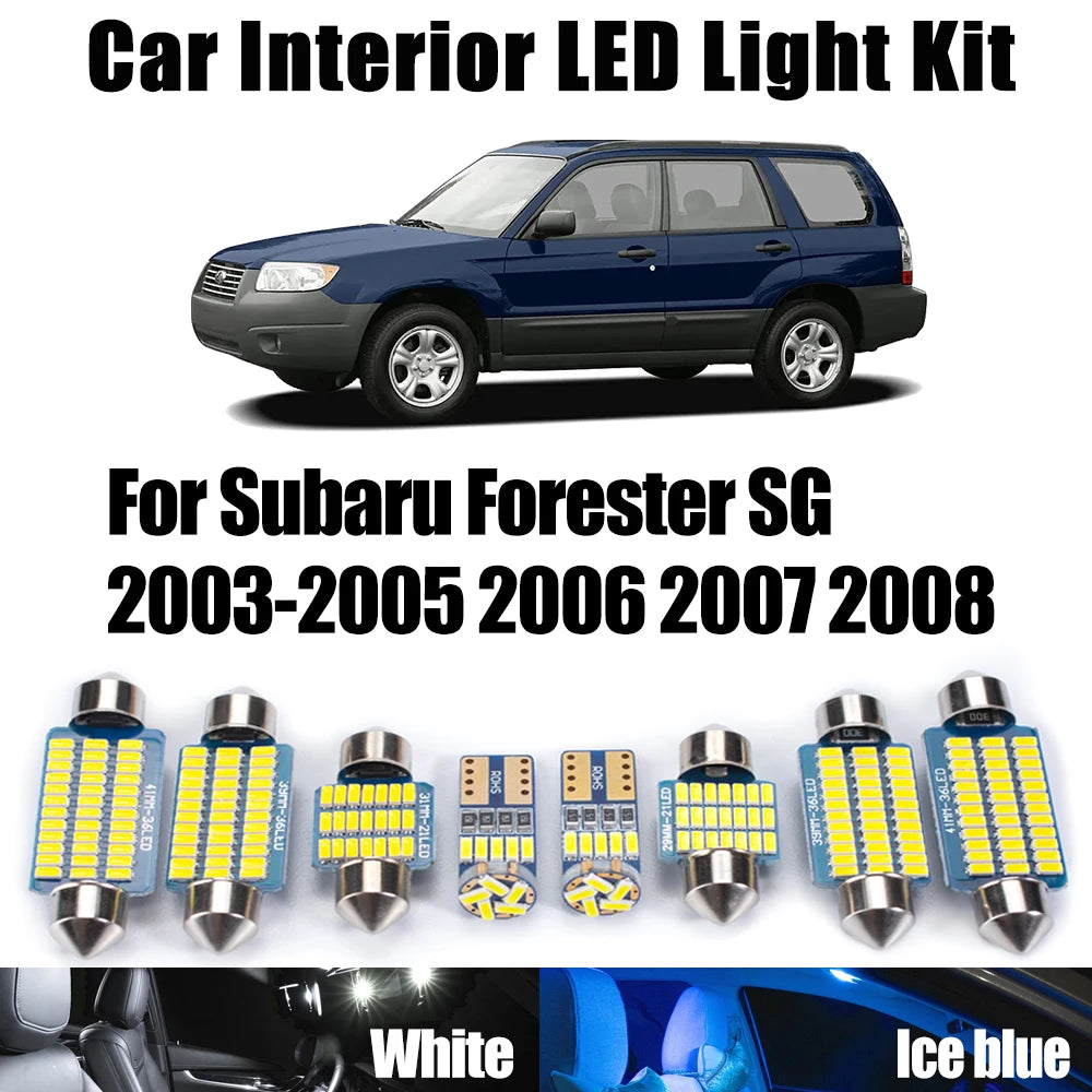 AutoGlowLED 10Pc LED Interior Light Kit for Subaru Forester SG 2003-2008 Canbus