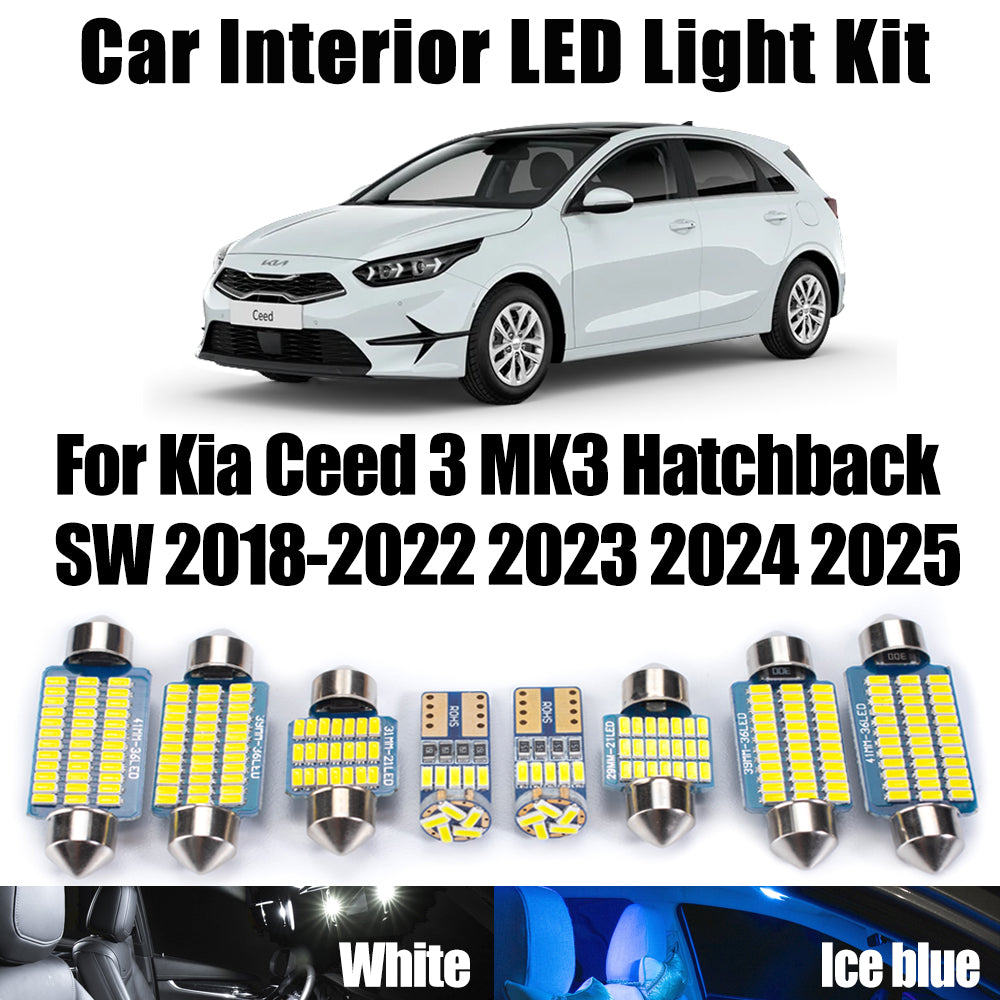 AutoGlowLED 12Pcs Canbus LED Interior Light Kit for Kia Ceed 3 MK3 Hatchback SW 2018-2025