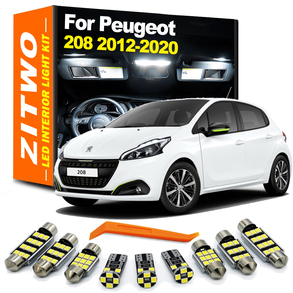 AutoGlowLED 14-Piece LED Interior Light Kit for Peugeot 208 2012-2020