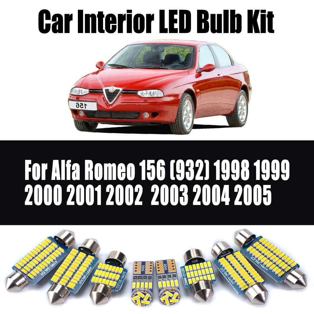 AutoGlowLED 10Pc Canbus LED Interior Light Kit for Alfa Romeo 156 1998-2005