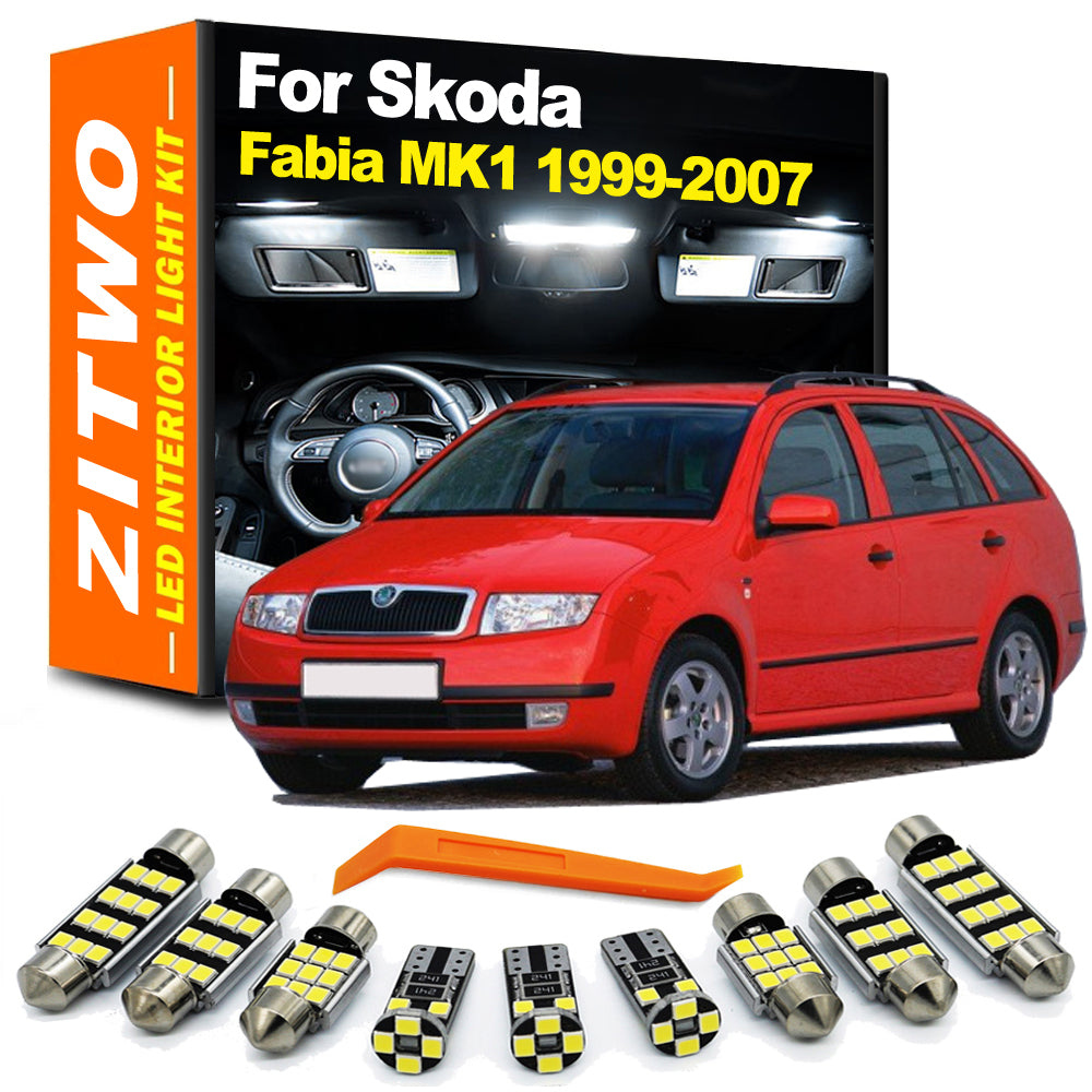 AutoGlowLED 13Pcs LED Interior Light Kit for Skoda Fabia MK1 1999-2007