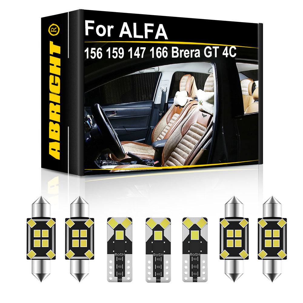 AutoGlowLED Canbus LED Interior Light Kit for Alfa Romeo 156 147 166 GT Brera 4C