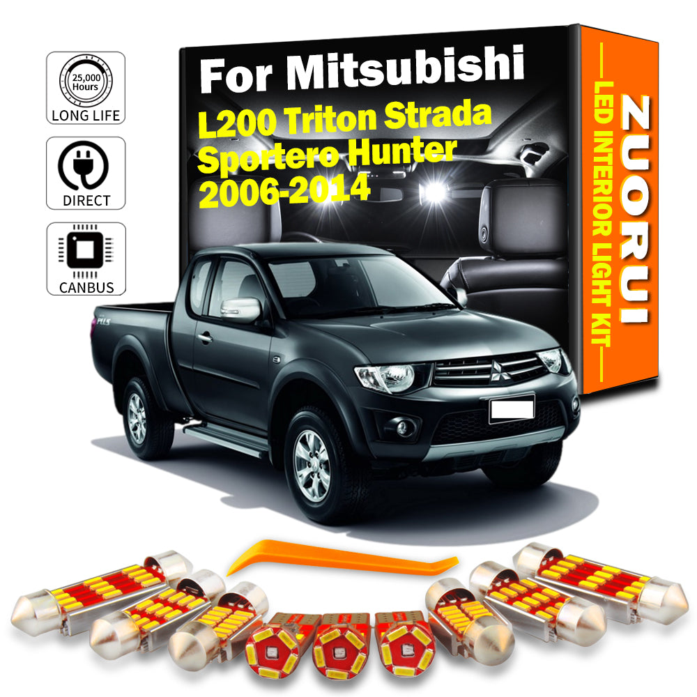 AutoGlowLED 11Pc Canbus LED Interior Light Kit for Mitsubishi L200 Triton Strada Sportero Hunter 2006-2014