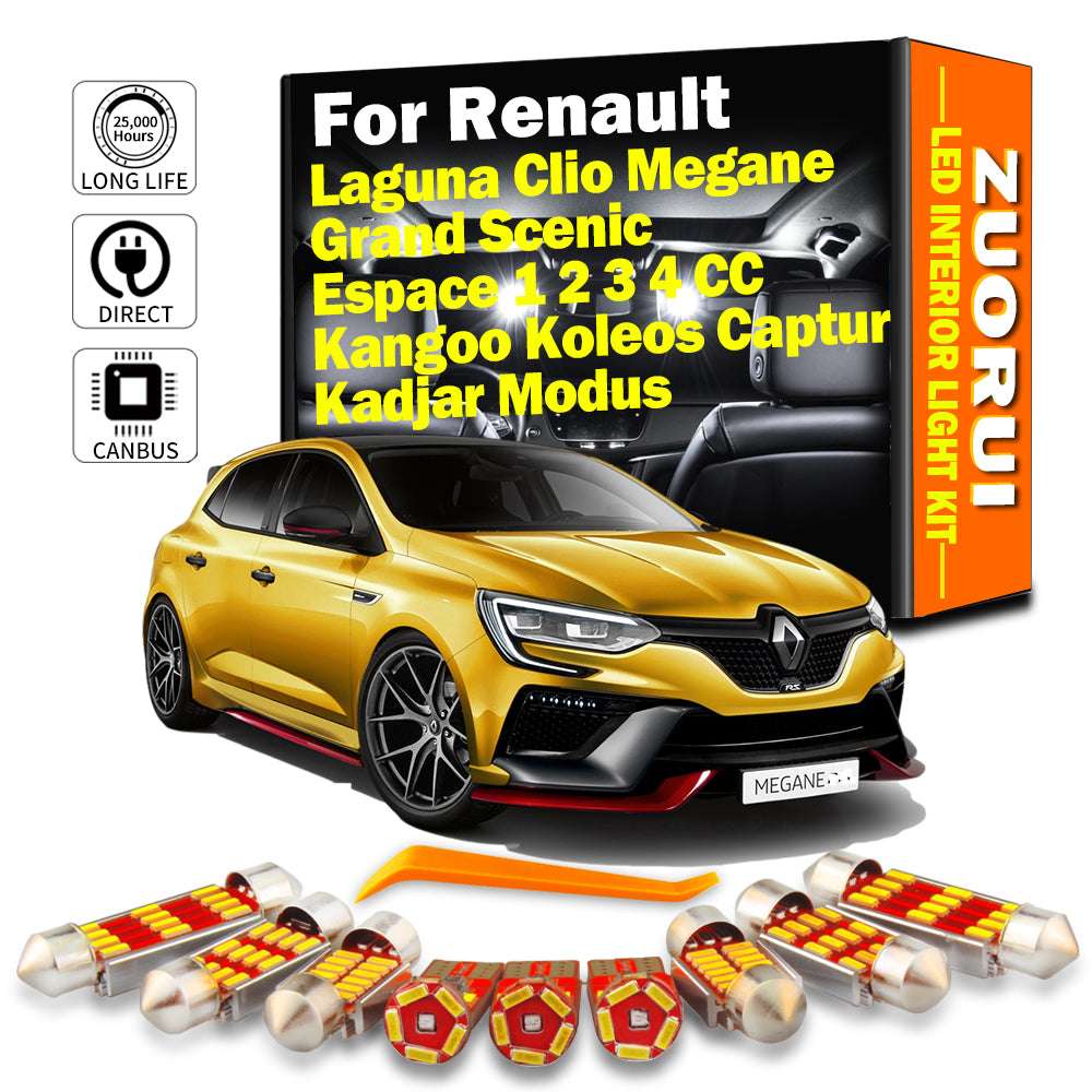 AutoGlowLED Canbus LED Interior Light Kit for Renault Laguna Clio Megane Scenic